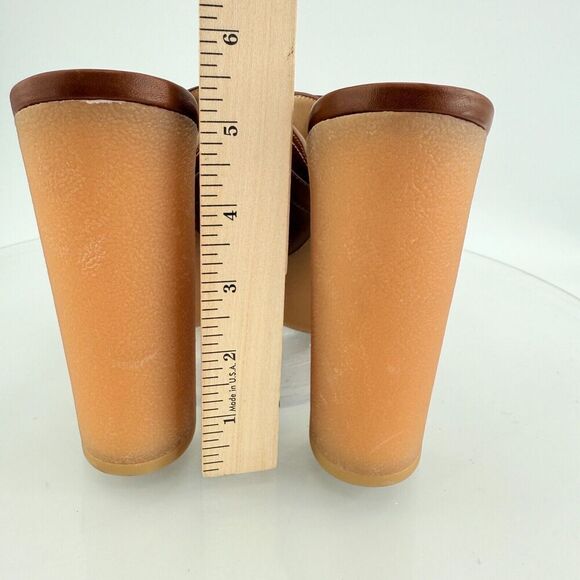 Veronica Beard Garrick Chunky Suede Platform Slide Sandals Buckle Brown 9.5M - Picture 5 of 13